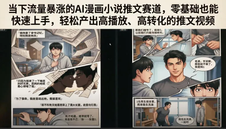 当下流量暴涨的AI漫画小说推文赛道，零基础也能快速上手，轻松产出高播放、高转化的推文视频-706资源网