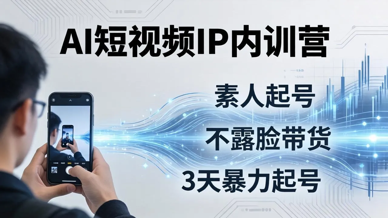 2026AI短视频IP内训营：从素人起号到不露脸带货，3天暴力起号全流程拆解-706资源网
