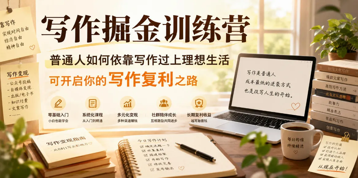 写作掘金训练营,普通人如何依靠写作过上理想生活,可开启你的写作复利之路(更新6月)-706资源网