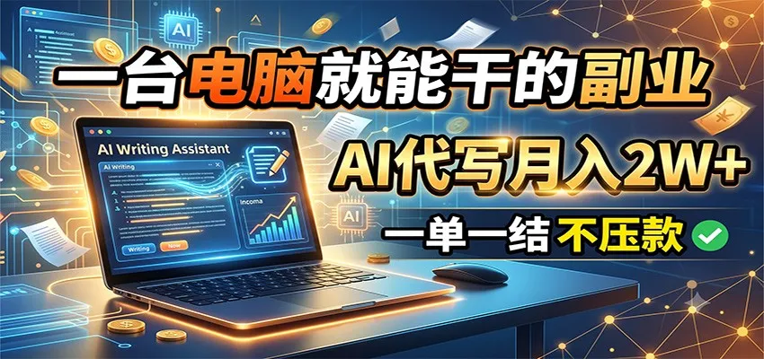 一台电脑就能干的副业，AI代写月入2W+，一单一结不压款-706资源网