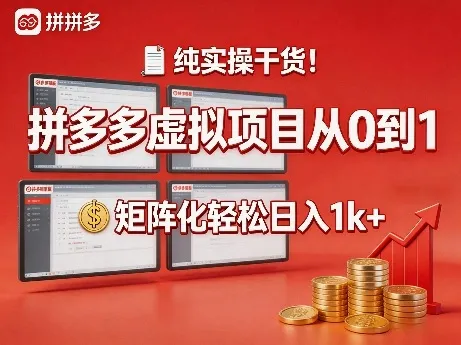 纯实操干货！拼多多虚拟项目从0到1，矩阵化轻松日入1k+【揭秘】-706资源网