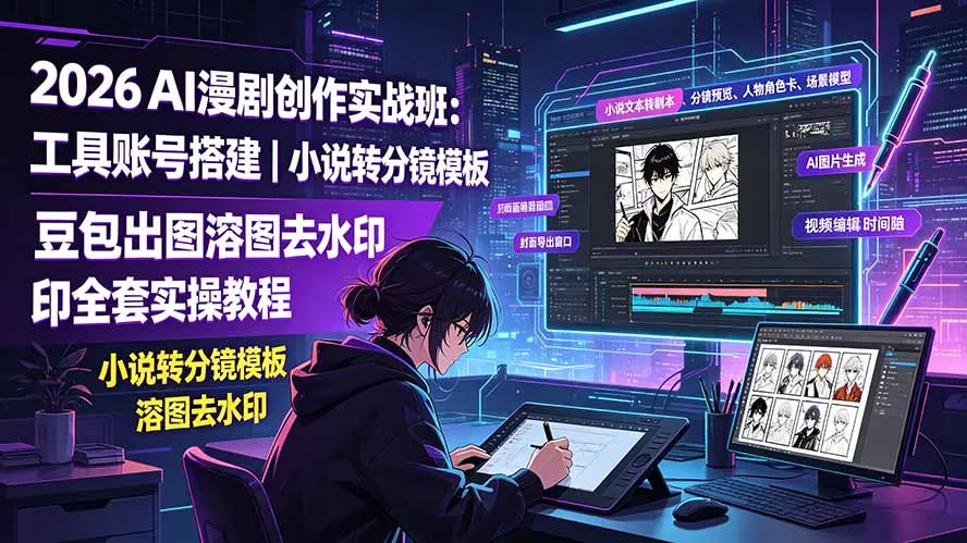 2026AI漫剧创作实战班：工具账号搭建｜小说转分镜模板｜豆包出图溶图去水印全套实操教程-706资源网
