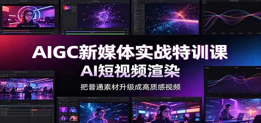 AIGC新媒体实战特训课：工具入门实操，AI短视频渲染，数字人商业视频制作-706资源网