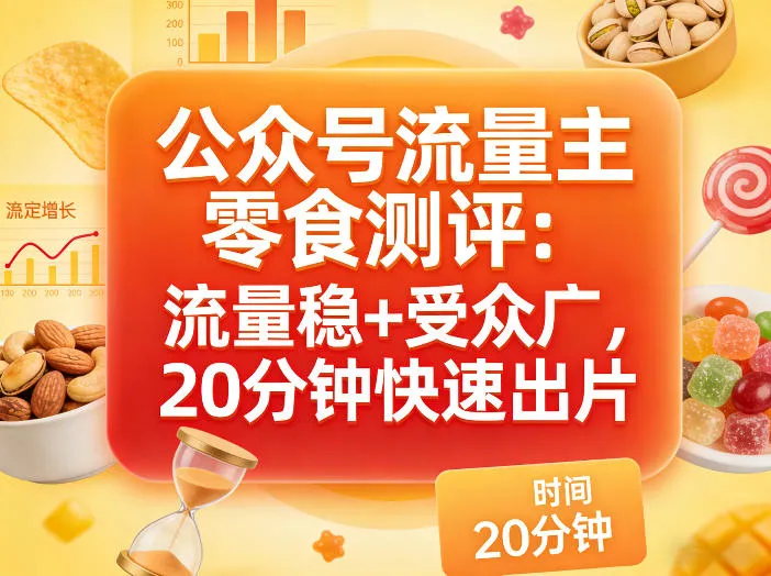 公众号流量主之零食测评赛道,流量稳+受众广,20分钟一条作品-706资源网