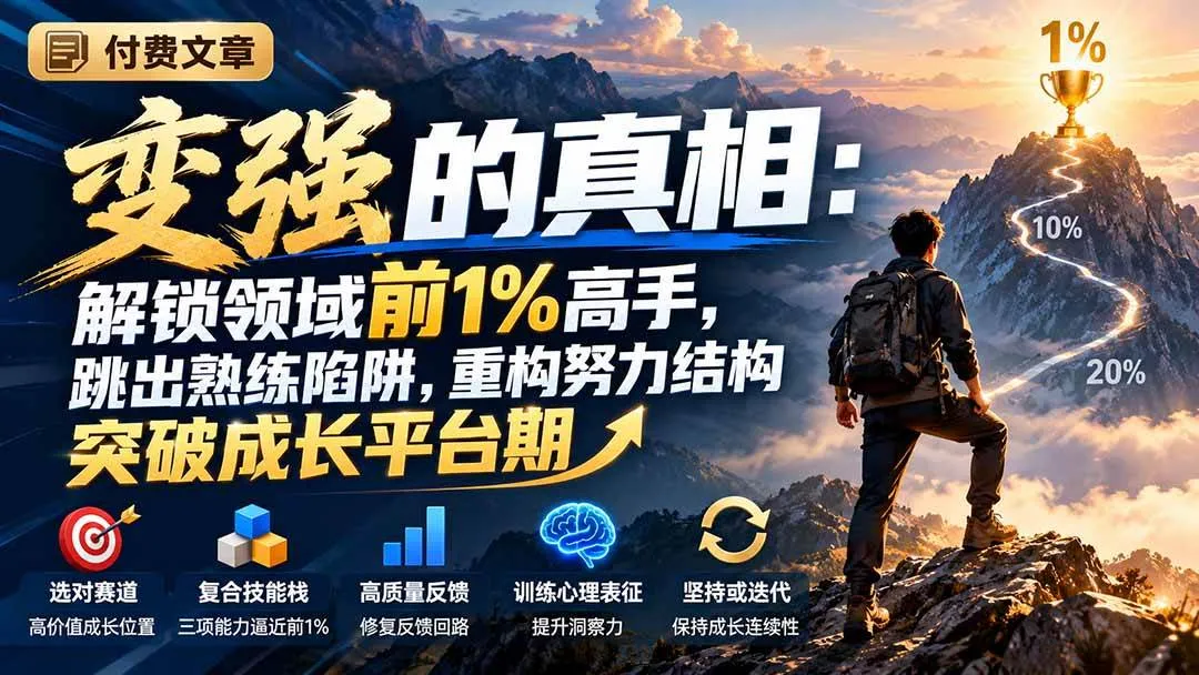 （21042期）付费文章：变强的真相：解锁领域前1%高手，跳出熟练陷阱，重构努力结构突破成长平台期-706资源网