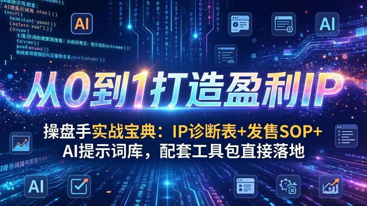 操盘手实战宝典：IP诊断表+发售SOP+AI提示词库，配套工具包直接落地，从0到1打造盈利IP-706资源网