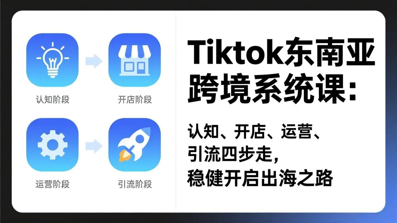 TikTok东南亚跨境系统课：认知、开店、运营、引流四步走，稳健开启出海之路-706资源网