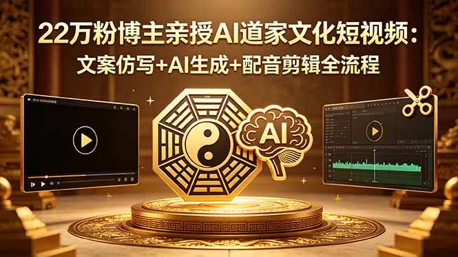 22万粉博主亲授AI道家文化短视频:文案仿写+AI生成+配音剪辑全流程-706资源网
