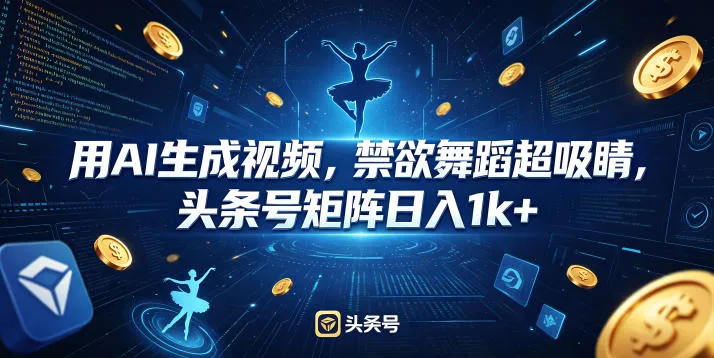 用AI生成视频，禁欲舞蹈超吸睛，头条号矩阵日入1k+-706资源网