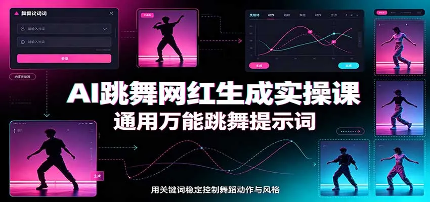 AI跳舞网红生成实操课：通用万能跳舞提示词，多模型适配，人物舞蹈视频制作全套教学-706资源网