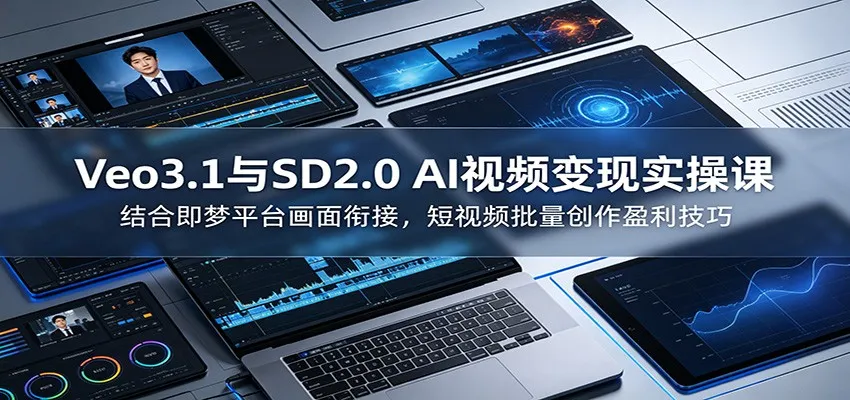 Veo3.1与SD2.0 AI视频变现实操课课:结合即梦平台画面衔接,短视频批量创作盈利技巧-706资源网