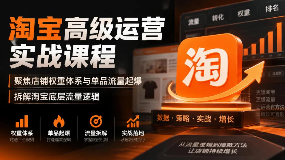 淘宝高级运营实战课程，聚焦店铺权重体系与单品流量起爆，拆解淘宝底层流量逻辑-706资源网