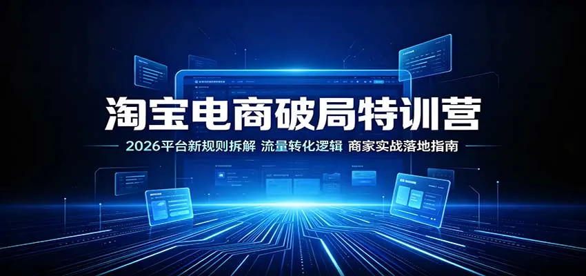 淘宝电商破局特训营：2026平台新规则拆解，流量转化逻辑，商家实战落地指南-706资源网