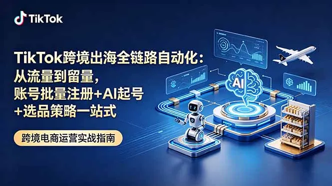 TikTok跨境出海全链路自动化:从流量到留量,账号批量注册+AI起号+选品策略一站式-706资源网