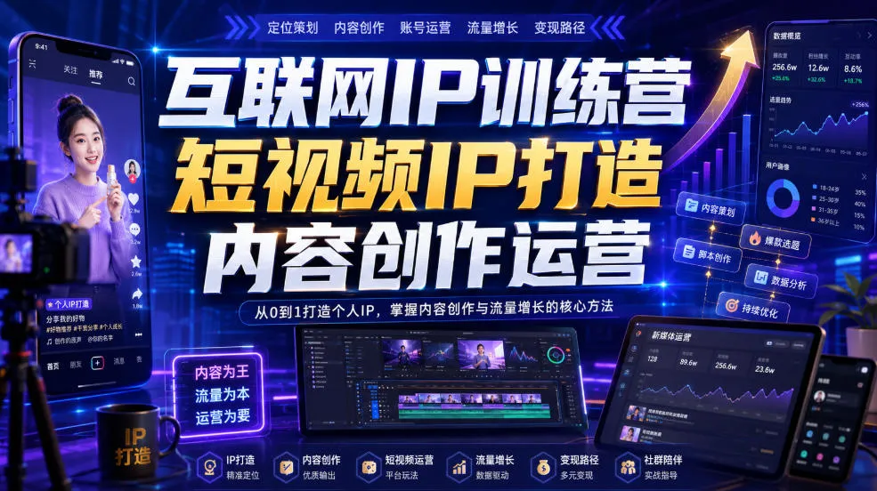 互联网IP训练营,短视频IP打造,内容创作运营-706资源网