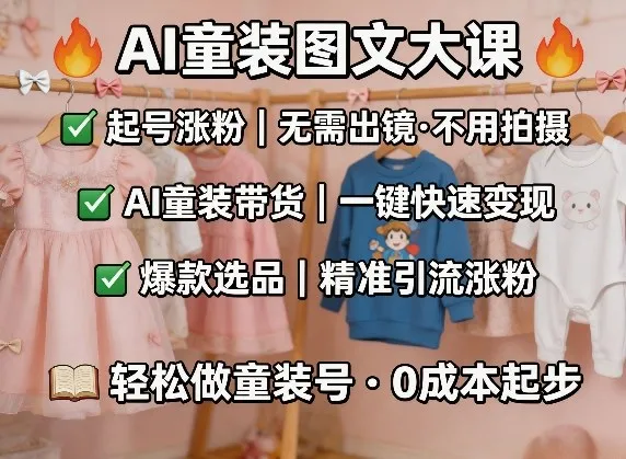 AI童装图文剪辑，某社群童装图文大课，起号涨粉、AI童装带货、爆款选品，无需出镜和拍摄-706资源网