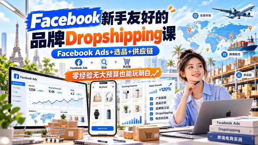 Facebook新手友好的品牌Dropshipping课，Facebook Ads+选品+供应链，零经验无大预算也能玩明白【原创双语字幕】-706资源网
