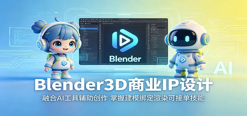 Blender3D商业IP设计:融合AI工具辅助创作,掌握建模绑定渲染可接单技能-706资源网