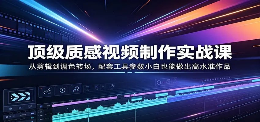 顶级质感视频制作实战课：从剪辑到调色转场，配套工具参数小白也能做出高水准作品-706资源网