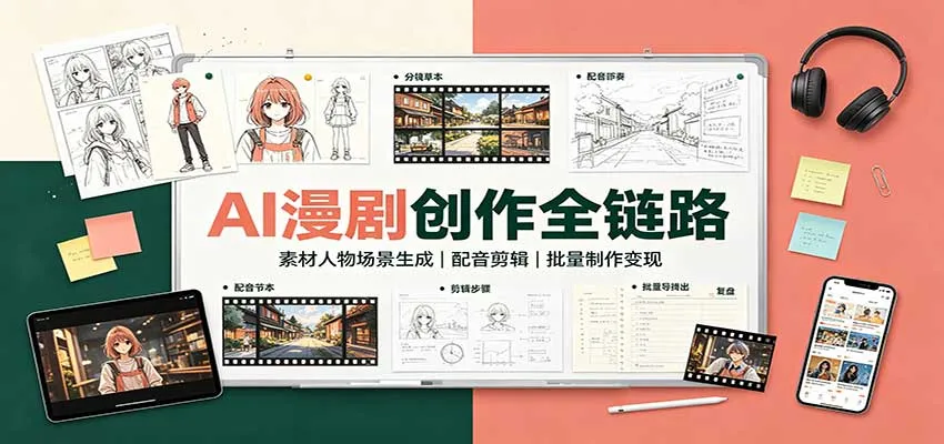 AI漫剧创作全链路：素材人物场景生成，配音剪辑，批量制作变现-706资源网