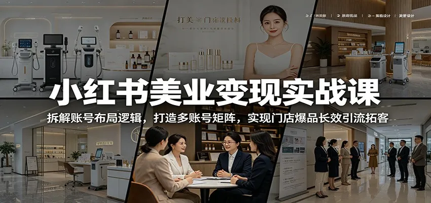 小红书美业变现实战课：拆解账号布局逻辑，打造多账号矩阵，实现门店爆品长效引流拓客-706资源网