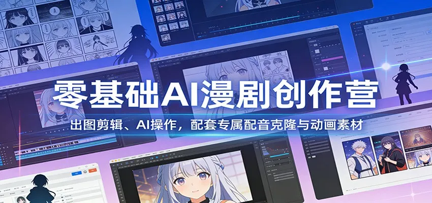 零基础AI漫剧创作营：出图剪辑、AI操作，配套专属配音克隆与动画素材-706资源网