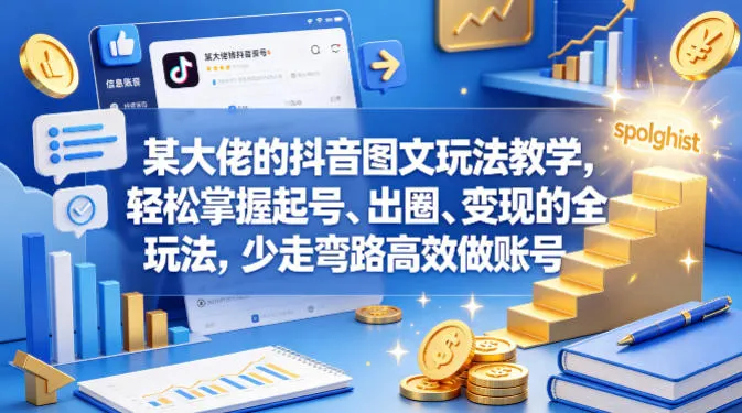 某大佬的抖音图文玩法教学，轻松掌握起号、出圈、变现的全套玩法，少走弯路高效做账号-706资源网