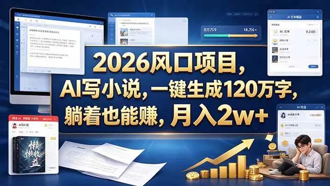 (20653期)2026 风口项目,AI 写小说,一键生成 120 万字,躺着也能赚,月入 2w +-706资源网