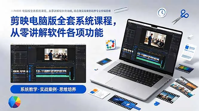 剪映电脑版全套系统课程，从零讲解软件各项功能，结合海量实战案例培养专业剪辑思维-706资源网